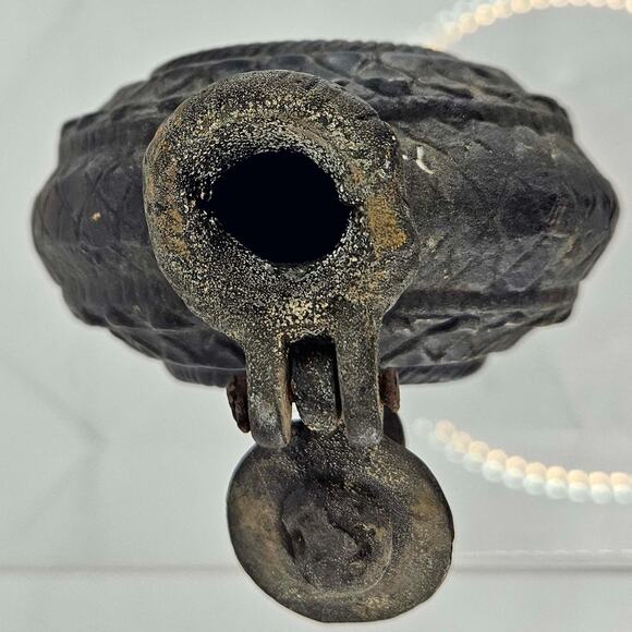 Turkish Ottoman Gun Powder Footed Flask Bottle Bird Top Bronze color metal